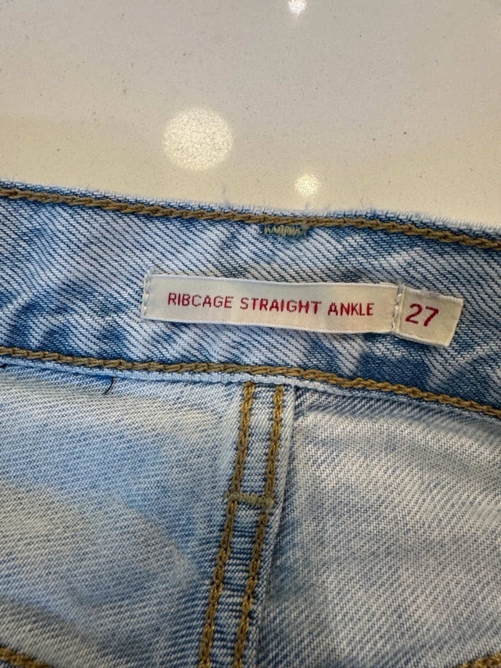 Levi Strauss Light Wash Ribcage Straight Ankle Jeans size 27 - Picture 7 of 9